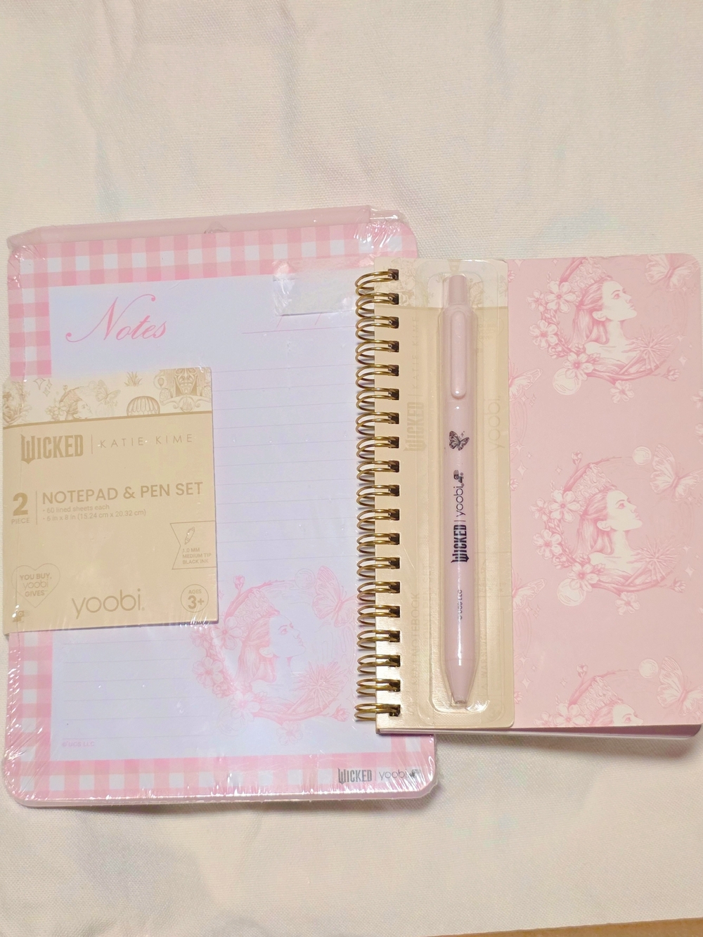 Yoobi - Wicked Themed Pink Notepad And Notebook Stationery Bundle